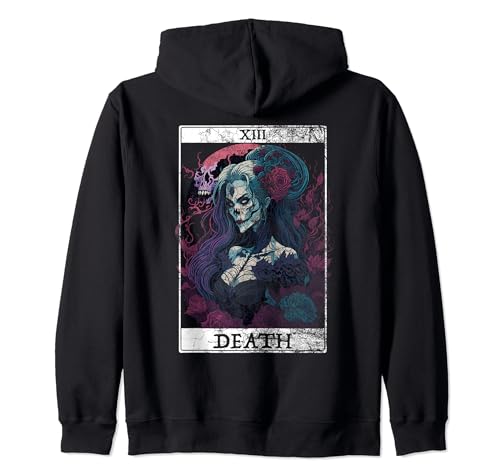 Vintage Tarot Card Death Women Occult Satan Unholy Horror Zip Hoodie