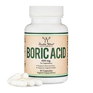 Boric Acid Suppositories (600mg Vaginal Suppository, 60 Count) Supports Vaginal pH Balance, Odor Control (USP Medical Grade Fine Powder, Easy Dissolve, Third Party Tested, Made in USA) by Double Wood