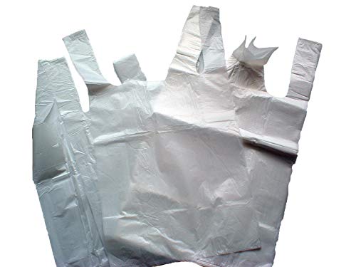 Packitsafe 300 x weiße Tragetaschen Westen, Größe M, 28 x 43 cm + 53 cm, schwerer Kunststoff, 111721WH300 Cover