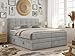 Produktbild MKS MEBLE King Boxspringbett Grau 140x200, Polsterbett 140x200 mit Bettkasten, Bett 140x200 mit Multipocket-Matratze H4, Boxspringbett 140x200 mit Kopfteil und Topper - H4 Hellgrau Struktur - Luka