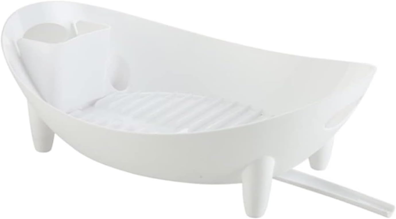 Dish Drying Rack Tableware Holder PP Dish Drying Rack Oval Shaped Drainer with Utensil Holder Plate Bowl Cutlery Drying Rack Kitchen(G)