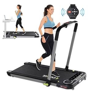 ZRNONAOZ 2 in 1 Walking Pad Treadmill Under Desk with Bluetooth Speaker, 2.5HP Running Jogging Machine Wrist Watch Control Max 265lbs Weight for Home Office Use