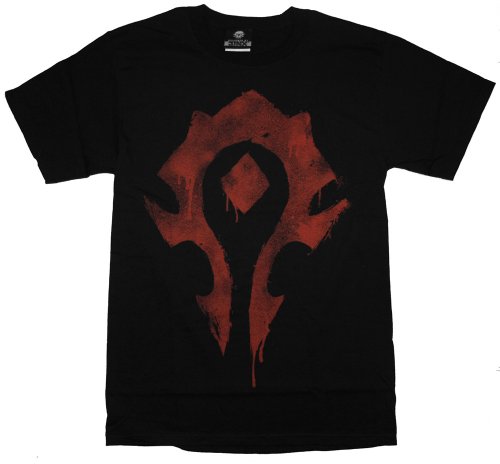 World of Warcraft Horde Symbol Spray Men's T-Shirt, Charcoal/Black, Large