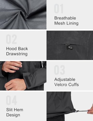 Image of Little Donkey Andy Men's Waterproof Rain Jacket Outdoor Raincoat for Hiking