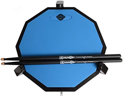 Tromme Drum Practice Pad and Carrying Case , 12 Inch Silicone with Wooden Base and Real Drum Feel ,Sticks and Stand Not Included (Blue)