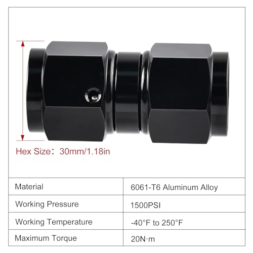 Image of EVIL ENERGY 12AN Female to 12AN Female Straight Swivel Coupler Union Fitting Adapter Aluminum Black