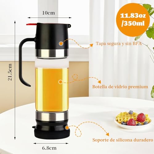 Miniatura 3 de Mumisuto Dispensador De Miel Antigoteo, 350ml 12,35oz Tarro Para Miel, Tapas Superior E Inferior Extraíbles, Dispensador Mielera Con Mango, Para Almacenamiento Y Dispensación De Jarabe Negro