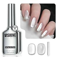 Vishine Cat Eye H003 - Smalto per unghie in gel olografico glitterato, 16 ml, gel UV traslucido riflettente per nail art, polvere d'argento