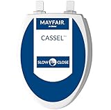 Mayfair Cassel Slow Close Toilet Seat, Easy Clean, Non Slip Premium Wood Seat, Easy Install, Made in USA, Elongated, White