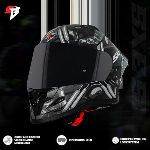 Image of Steelbird SBH-61 SXE X2 Pinlock ISI and Dot Certified Full Face Helmet for Men and with Inner Silver Sunshield