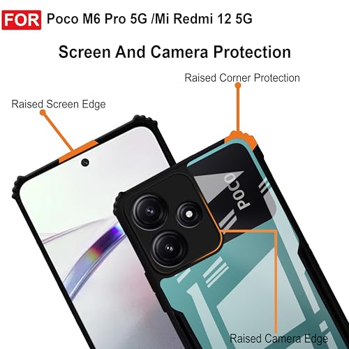 Image of Zapcase Back Case Cover for Poco M6 Pro 5G | Compatible for Poco M6 Pro 5G Back Case Cover | Clear Case with Camera Protection | (TPU + PC | Matte Black)
