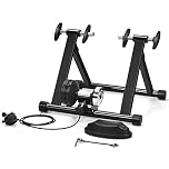 GYMAX Magnetic Bike Trainer Stand, Folding Stationary Bicycle Stand for Indoor Riding Exercise with Dual-Lock System, Quick Release Home Gym Bike Roller (8-Level Adjustable Resistance)