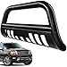 AUTOSAVER88 Bull Bar Compatible for 2004-2020 Ford F150 Black HD Heavyduty 3" Tube Brush Push Front Bumper Grill Grille Guard with Skid Plate