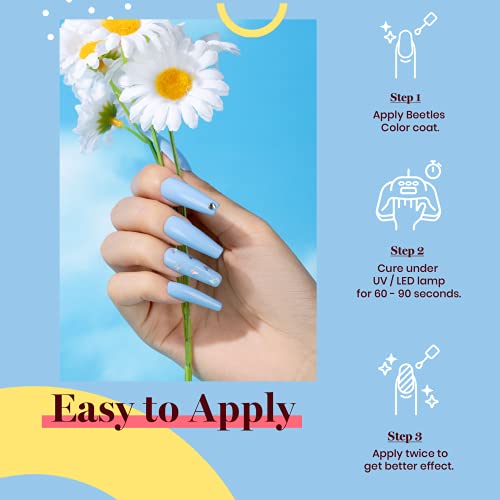 Image of Beetles Baby Blue Gel Polish, 15ml Blue Gel Nail Polish Soak Off Nail Art Manicure Salon DIY Design at Home Gifts for Woman