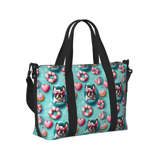 GVYGVY Borsa tote per computer portatile da donna, da lavoro, con simpatico bulldog francese, stampa a tema bulldog francese, borsa da viaggio per donne, borsa da viaggio, borsa da palestra da uomo