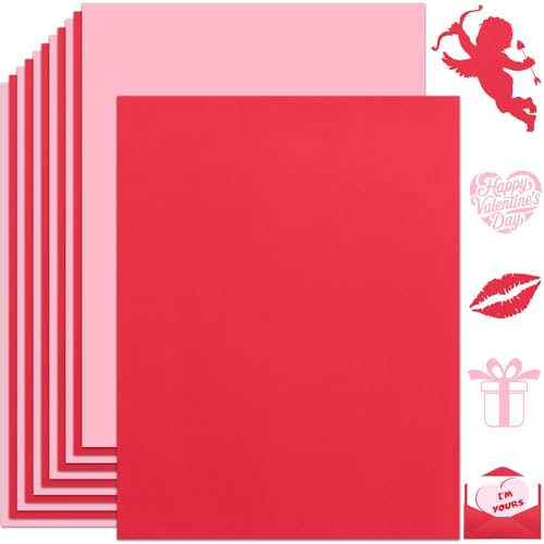 Twavang 25 Sheets Red and Pink Cardstock Paper 8.5'' x 11''