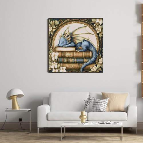 image for KYOQFVN Dragon Stamped Cross Stitch Kits for Adults - 11 CT Embroidery