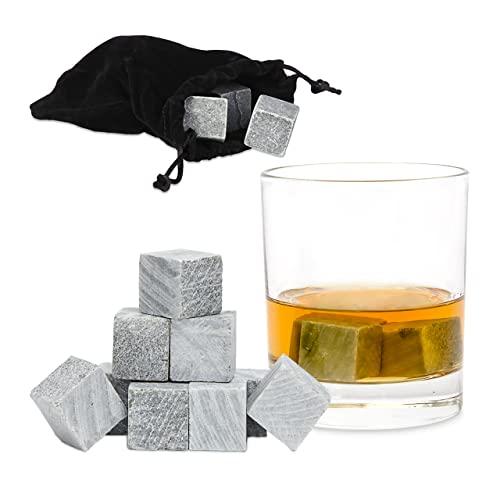 Best Review Relaxdays 9 Whiskey Stones Chilling Rocks Drink Cooler, 9 Piece Set of Ice Cube Rocks for Chilling Whisky, Bourbon, Scotch & Cocktails Without Watering Them Down
