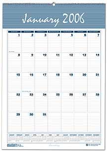 Recycled Monthly Wall Calendar, Wirebound/Hanger, 22"x31-1/4", Blue Print HOD334