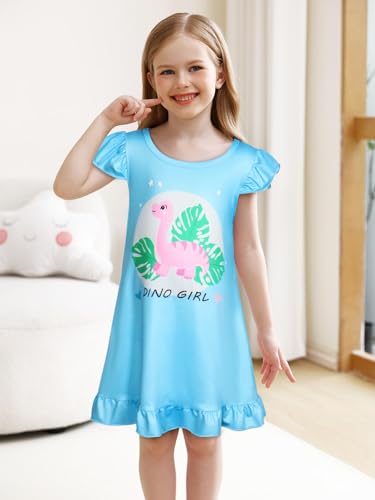 COTRIO Nightgowns for Girls Toddler Princess Night Dress Pajamas Nightshirts Sleepwear Night Gowns 2 Pack Sleep Clothes3