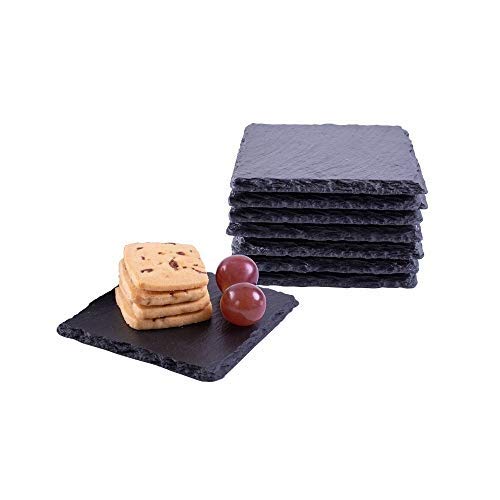 eGenuss SP1010-8 Set de 8 Platos Cuadrados en Pizarra – portavasos y Mesa – 10 cm x 10 cms