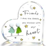 Friendship Gift with Quote 'Friends Are The Family You Choose With Your Heart', Heart-Shaped Friendship Gifts for Best Friend & Soul Sister, Uplifting Emotional Support Present Birthday Gift for Women