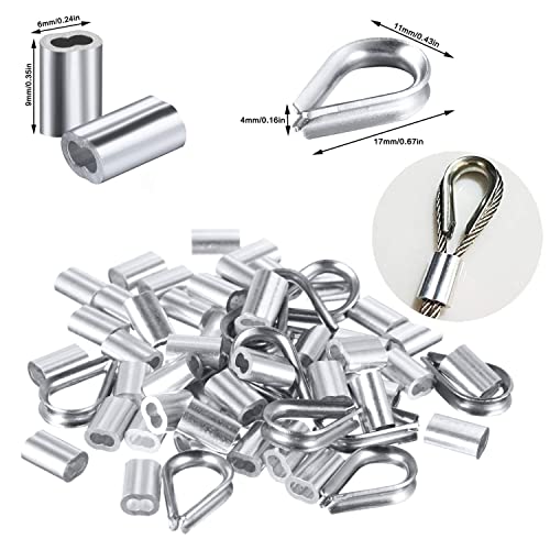 Coologin Wire Rope Cable,1/16 Inch X 33Ft Stainless Steel Wire Rope Kit,50 Pcs Aluminum Crimping Sleeves And 10 Pcs Thimble Cable Railing Kits For Railing,Decking,Diy Balustrade #TOP4