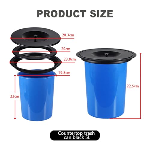 Caneca de basura empotrada redonda 5L negra miniatura 4