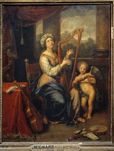 Cuadro en lienzo decorativo de Santa Cecilia, pintura de Pierre Mignard en 60x90cm