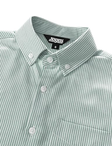 JOGAL Boys Button Down Shirt Short Sleeve Oxford Dress Shirts Casual Striped Tops for 6-14 Years3