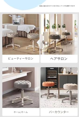 Dloanidサロン用回転スツール昇降式大型作業イスキャスター付きネイル・理髪店・家庭兼用丸型バーチェア美容作業椅子（詳細寸法は図面参照） (07) [3]