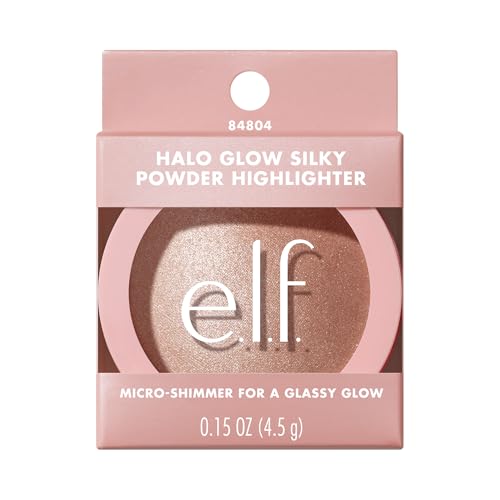 e.l.f. Halo Glow Silky Powder Highlighter, langanhaltendes, strahlendes Finish mit Mikro-Schimmer, bröckelt nicht, vegan und tierversuchsfrei, Blush Money