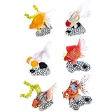 Hemobllo Figuras Decorativas de Peces Dorados Miniatura Base Set de 6 Modelos Realistas de Peces de Colores para Decoración de Escritorio y Juguetes