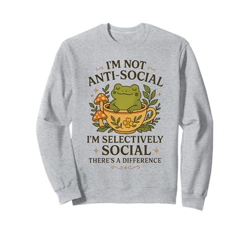 No Soy Antisocial Selectivamente Social Lindo Sarcasmo de Rana Sudadera