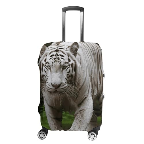 Majestic White Bengal Tiger Printed Luggage Cover Protector, Fits 18-32 Inch Luggage