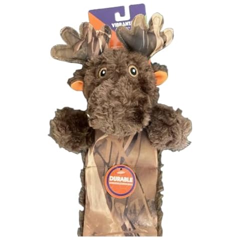 Vibrant Life Tough Buddy Moose Camouflage Plush Dog Toy Durable Chew Level 3 Cover