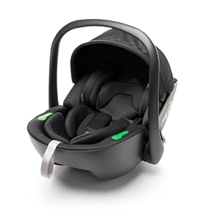 4Baby Neo i-Size Kindersitz Gruppe 0+ für Neugeborene bis 13 kg (0–15 Monate), Babyschale, RWF, leicht, höhenverstellbar, ECE R129, Schwarz (Schwarz)