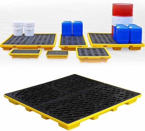 Heavy-Duty Modular Spill Containment Platform - 2000kg Capacity, Leak-Proof Design with Drain Port, Forklift Slots, Stackable Solution for Warehouses & Industrial Use (130x68x30cm)