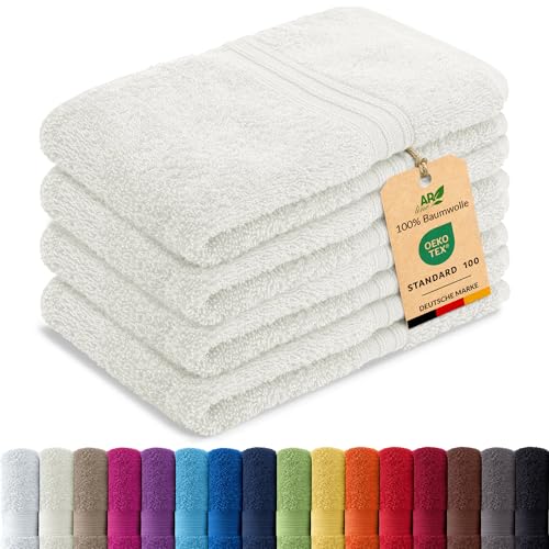 AR Line Arizona 4er Set Gästetücher 30x50 cm – 100% Baumwolle, 500 g/m², Gästehandtücher weich & saugstark in Farbe: Natur