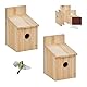 Relaxdays Nistkasten Bausatz für Vögel, 2er Set, 35 mm Einflugloch, HBT 23x14x18 cm, Vogelhaus selber Bauen, Holz, Natur