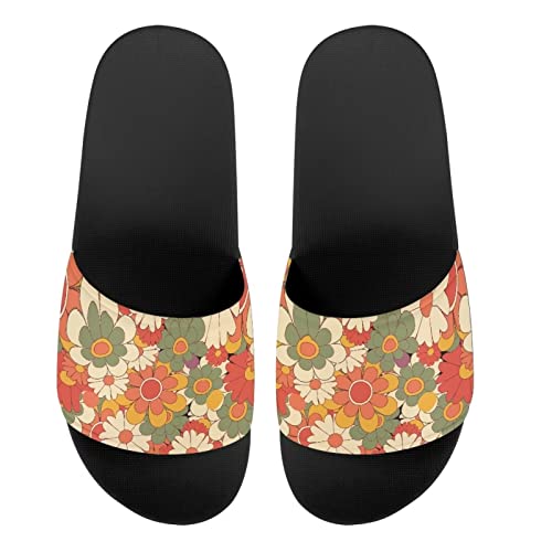 Coloranimal Retro Sunflower Women's Slide Sandals with Slip on Breathable Lightweight House Slippers Size US5-US132