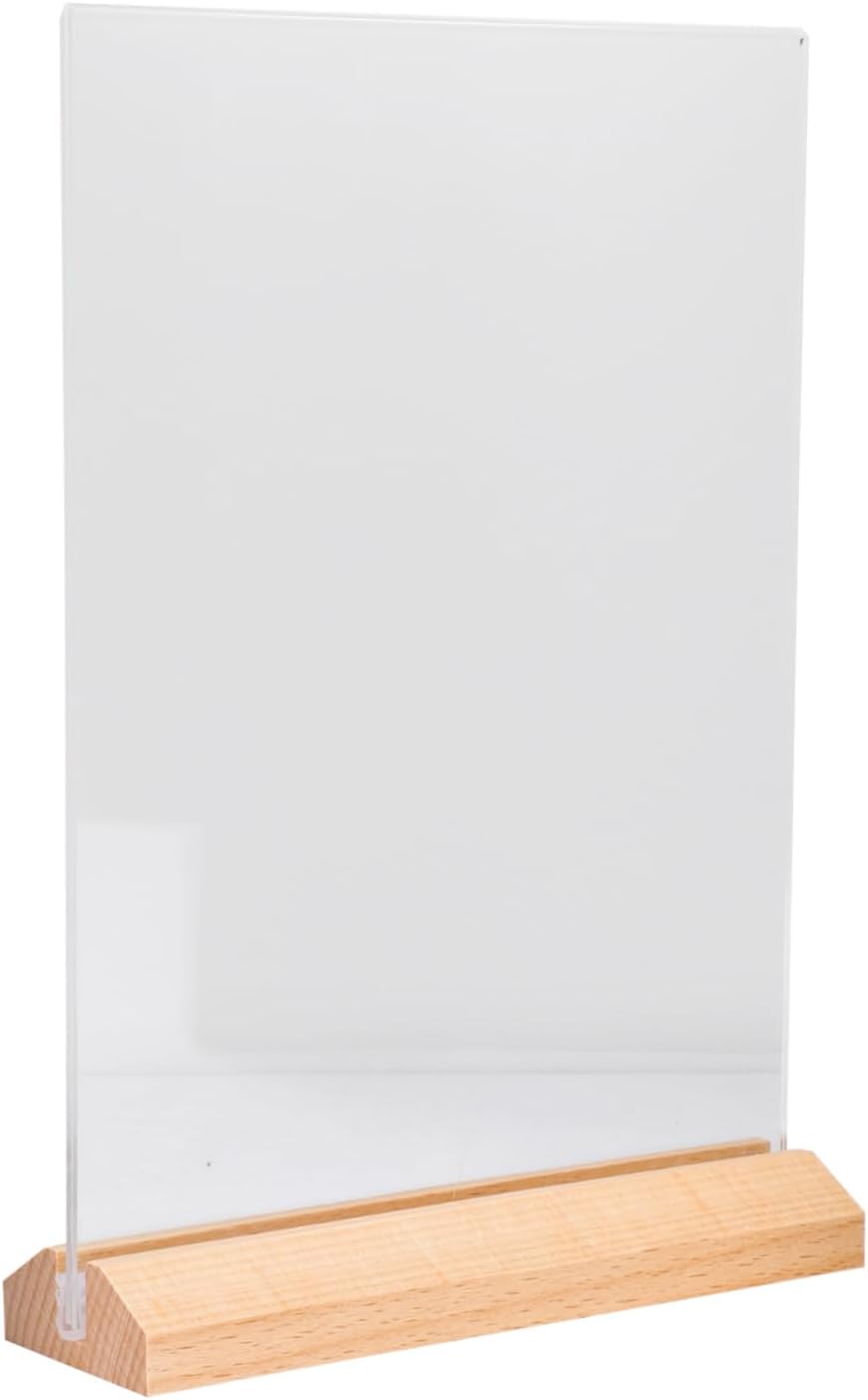 KICHOUSE Acrylic Menu Display Stand for Restaurants Desktop Photo Frame Sign Holder Double-sided Tabletop Advertising Rack and Dustproof Design