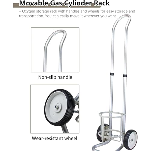 Chariot de transport pour bouteille d'oxygène support réglable à roulettes