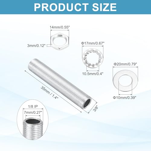 Image of MECCANIXITY 35Pcs 1.4 inch Lamp Pipe Kit with Nuts Washers 1 /8IP Thread Fasteners Assortment for Chandelier Ceiling Light Repair Assembly DIY Hardware