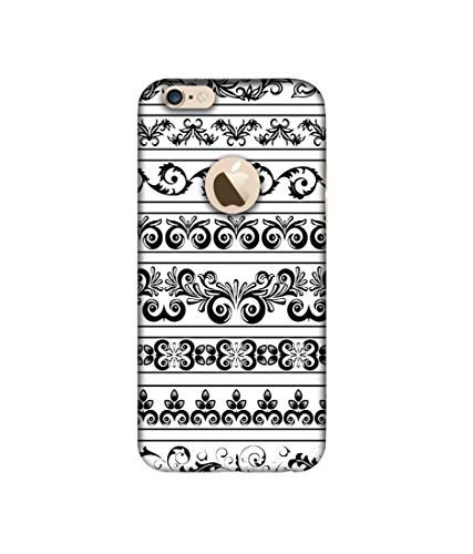 Image of Amazon Brand - Solimo Designer Black Multi Patterns 3D Printed Hard Back Case Mobile Cover for Apple iPhone 6 / 6S (Logo Cut)