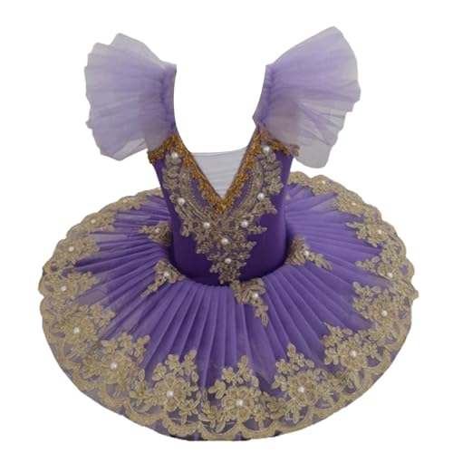 Robe tutu de ballerine pour filles ornée de perles fines et paillettes scintillantes en 140