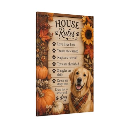 Déco murale Golden Retriever automne pour créer un salon rustique et cosy