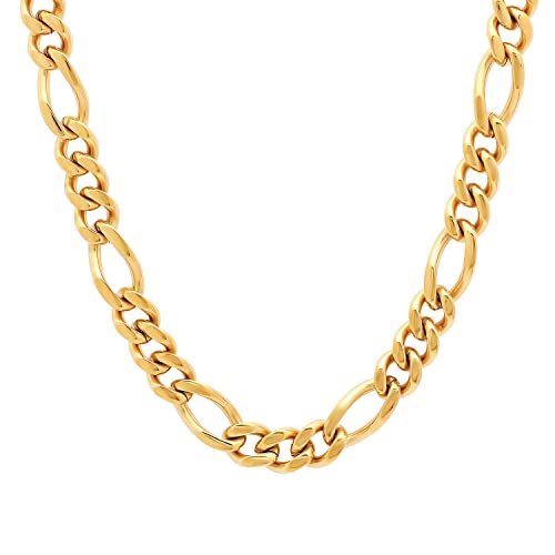 STEEL NATION JEWELRY Men's Figaro Link Chain Necklace Luxurious Gold-Tone 7.8mm, 18" - 24" by STEEL NATION JEWELRY - Used condition - US$15.77