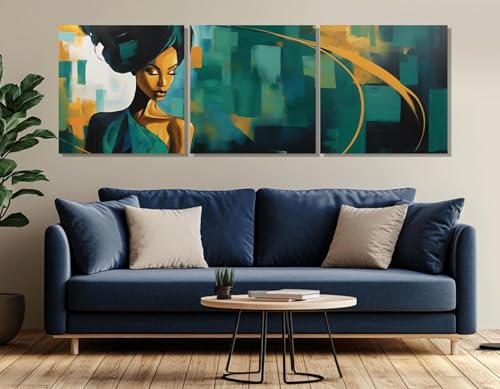 Impression sur toile portrait ethnique art mural haut de gamme fond vert 30x30cm
