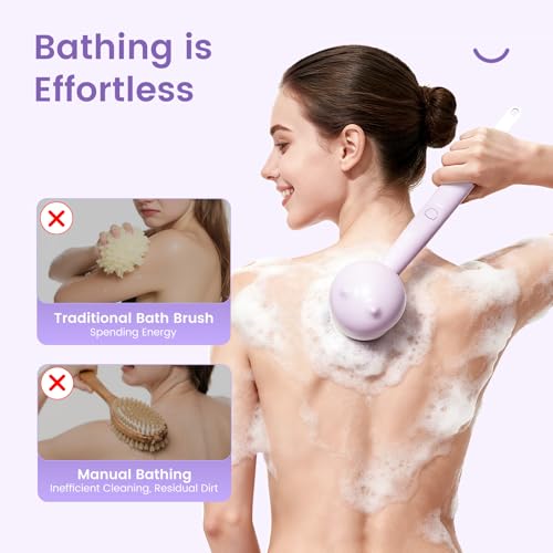 Brosse à récurer électrique rechargeable pour douche avec 2 têtes et 3 modes - 2